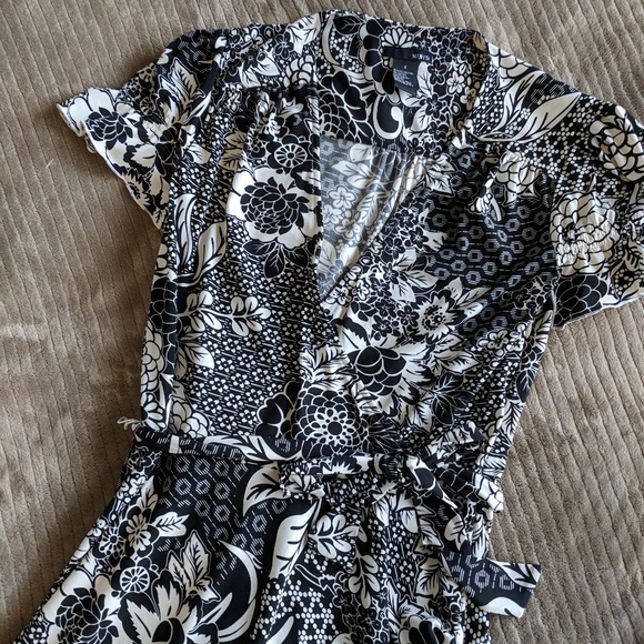 💕Host Pick💕 Mixit Black and White Flower Print Dress Workwear Partywear Size 8 - Picture 9 of 10